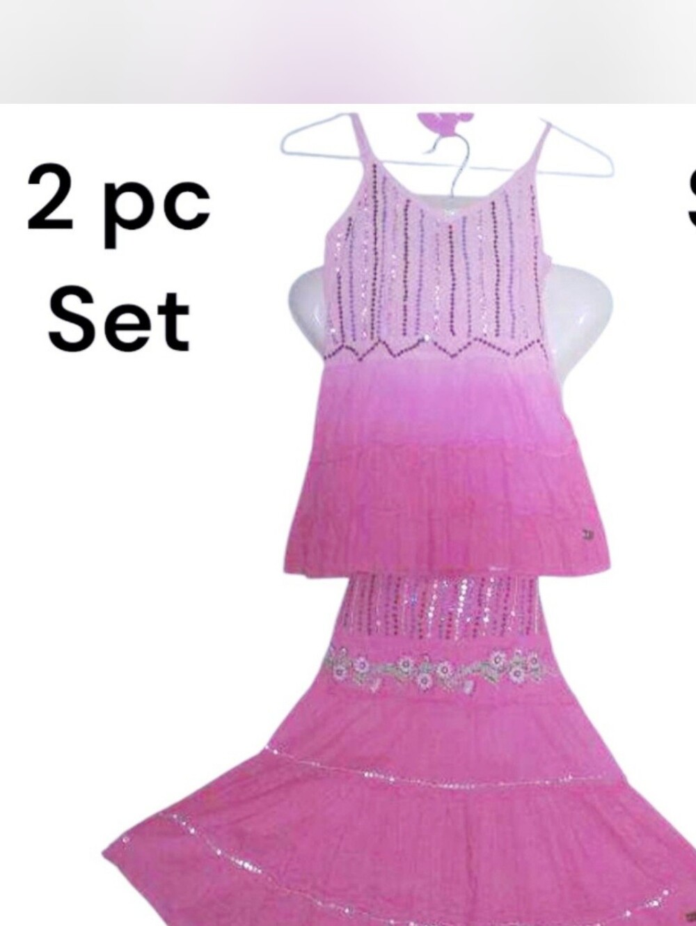 Sweet Jane Girls 2pc Set Size (14) Pink Ombre color w/Sequins
